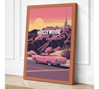 Vintage Road to Hollywood Canvas Wall Art Print 36x24 Inch