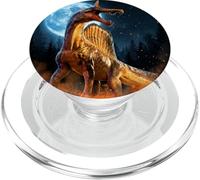 Vintage Roaring Spinosaurus Mirabilis Dinosaur Moon Night PopSockets PopGrip for MagSafe