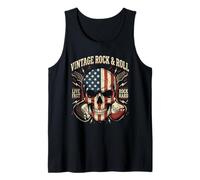 Vintage Rock & Roll American Flag Guitar Retro Skull Tank Top