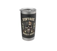 Vintage Rock & Roll American Flag Skull Graphic Guitar Stainless Steel Insulated Tumbler