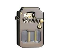 Vintage rocker kerosene lighters, metal windproof soft flame groove lighter, transparent tank, refillable, suitable for collection decoration (silver)(Black)