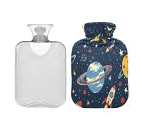 Vintage Rockets Planets hot Water Bottles with Soft Cover 2L hotwater Bag for Pain Relief Hand Feet Warmer Bolsa para agua Caliente