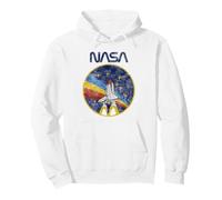 Vintage Rocketship Space, Stars & Rainbow Graphic PAPL029 Pullover Hoodie