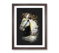 Vintage Rocking Horse Paint Splash Modern Framed Print | A2 Walnut Framed Wall Art | Ready to Hang | Classic Animal Picture | Living Room Bedroom Lounge Office