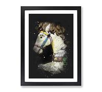 Vintage Rocking Horse Paint Splash Modern Framed Print | A3 Black Framed Wall Art | Ready to Hang | Classic Animal Picture | Living Room Bedroom Lounge Office