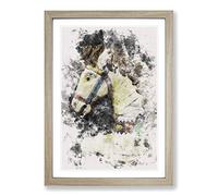 Vintage Rocking Horse Watercolour Framed Print | A2 Oak Framed Wall Art | Ready to Hang | Classic Animal Picture | Living Room Bedroom Lounge Office