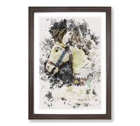 Vintage Rocking Horse Watercolour Framed Print | A2 Walnut Framed Wall Art | Ready to Hang | Classic Animal Picture | Living Room Bedroom Lounge Office