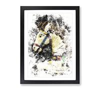 Vintage Rocking Horse Watercolour Modern Modern Framed Print | A3 Black Framed Wall Art | Ready to Hang | Classic Animal Picture | Living Room Bedroom Lounge Office