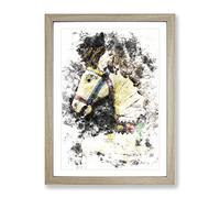 Vintage Rocking Horse Watercolour Modern Modern Framed Print | A3 Oak Framed Wall Art | Ready to Hang | Classic Animal Picture | Living Room Bedroom Lounge Office