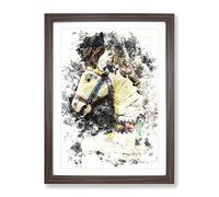 Vintage Rocking Horse Watercolour Modern Modern Framed Print | A4 Walnut Framed Wall Art | Ready to Hang | Classic Animal Picture | Living Room Bedroom Lounge Office
