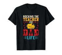 Vintage Rocking The Teacher and Dad Father's Day Proud Job T-Shirt