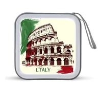 Vintage Roman Colosseums Italian Flag CD Case Portable DVD Storage Small CD Holder Organizer for Home Travel