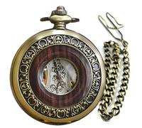 Vintage Roman Numeral Pocket Watch, Mechanical Manual Winding for Men, Transparent Dial, Zinc Alloy Bronze Case, Chain Included, 1.97 Diameter
