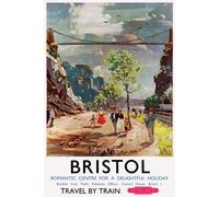 Vintage Romantic Bristol British Railways Travel Poster Wall Art Print | (A3 297 x 420mm)