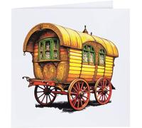 'Vintage Romany Caravan' Blank Greeting Card (GC00070901)