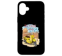Vintage Rome Italy Retro Scooter In Front Of The Colosseum Case for iPhone 16 Plus