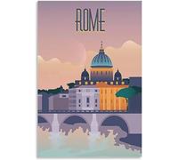 Vintage Rome Italy Sunset Travel Poster Retro Wall Art Canvas Poster Art Print Home Decor Room Decor Unframed 40x60cm