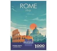 Vintage Rome Travel Poster Jigsaw Puzzle 1000 Pieces, Romantic City Break Scene, Matte Printed Jigsaw for Travel Lovers, Screen-Free Fun, 52x38cm/1000pcs