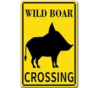 Vintage Room Decor Metal Sign WILD BOAR CROSSING Retro Road Sign Tin Decor Sign for Home Room & Garage Wall Decoration