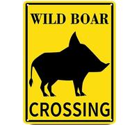 Vintage Room Decor Metal Sign WILD BOAR CROSSING Retro Road Sign Tin Decor Sign for Home Room & Garage Wall Decoration