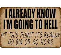 Vintage Room Metal Sign,Retro Funny Home Tin Sign,Wall Aesthetics and Decor for Kitchen Bar Pub Club Cafe Living Room Restaurant Shop Office 8x12 Inches (go to hell)