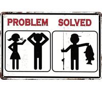 Vintage Room Problem Solved Metal Sign,Retro Funny Home Tin Sign,Wall Aesthetics and Decor for Kitchen Bar Pub Club Cafe Living Room Restaurant Shop Office 8x12 Inches (solve)