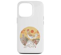 Vintage Rooster East Asian Pagoda Mountain Sun Art Case for iPhone 13 Pro