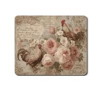 Vintage Rooster Floral Washer Dryer Top Protector Mat, Antique Farmhouse Style Laundry Room Cover, Elegant Waterproof Mats for Home Decor 20x24 Inch
