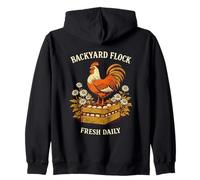 Vintage Rooster Fresh Eggs Daily Home Poultry Zip Hoodie