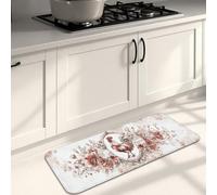 Vintage Rooster Kitchen Mats for Floor, Floral Farmhouse Soft Mats, Spring Cushioned Comfort Washable Non Slip Decor Rugs for Kitchen Sinks Laundryroom Bathroom 16x47 Inch