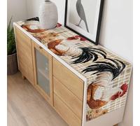 Vintage Rooster Table Runner 13x108 inch Farmhouse Retro Flower Rustic Country Animal Cotton Linen Dining Table Runner Ideal for Dresser Kitchen Coffee Tables - Machine Washable