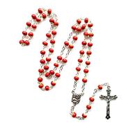 Vintage Rosary Necklace - Handmade Ceramic Beads with Elegant Crucifix Pendant, Religious Jewelry for Men Women, Catholic Gift for Daily Wear & Special