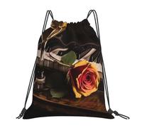 Vintage Rose And Wine On The Piano Outdoor Portable Backpack Cute Casual Daily Backpack Travel And Play Big Pocket Bag