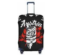 Vintage Rose Austria Austrian Flag Universal Stretch Suitcase Cover Carry On Luggage Sleeve Anti Scratch Travel Baggage Protector for Unisex Women Travel Small
