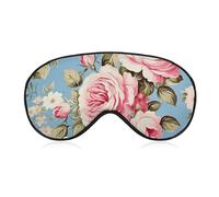 Vintage Rose Blue Sleep Mask for Women Men Side Sleeper Eye Cover with Adjustable Strap Soft Breathable Blackout Mask Slip-Free Deep Sleeping Travel Essentials