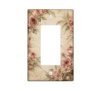 Vintage Rose Botanical Single Rocker Light Switch Cover | Blush Floral Print, Fern Foliage Accents, Vintage Botanical Motif, Romantic Home Decor, Elegant Wall Plate Upgrade