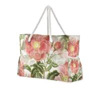 Vintage Rose Flower Farmhouse Sturdy Duffel Bag Sports Tote with Side Pocketes Carry On Bags for Pool Gym Grocery Travel