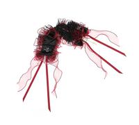 Vintage Rose Flower Ribbon Bowknot Headband With Veil Women's Ruffled Hair Accessories For Themed Parties And Daily Wear