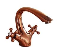 Vintage Rose Gold Bathroom Faucet Double Cross Handle Mixer Tap Brass Single Hole Sink Hot & Cold Water Vanity Retro Design for Elegant Bathrooms
