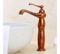 Vintage Rose Gold Bathroom Sink Faucet One-Handle Mixer Retro Wash Basin Tap for Single Hole Installation Hot/Cold Water Elegant Washbasin Fixture.