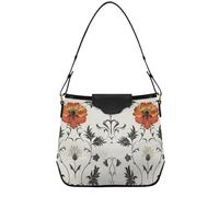 Vintage Rose Gold Floral Pattern Black Background Shoulder Hand Bags for Women Women's Handbag Purse with Removable, Vintage Style Pdf Vectors, One Size