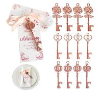 Vintage Rose Gold Skeleton Keys - Wedding Souvenir Key Bottle Opener | Skeleton Key With Label, Bottle Opener For Bachelorette Party With Thank You Card Label E C