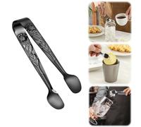 Vintage Rose Handle Sugar Tongs,Rose Relief Stainless Steel Ice Cube Clips Sugar Tongs Small Food Clips for Tea and Coffee Party, Appetizers Desserts Kitchen Barware (black)