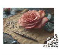 Vintage Rose Jigsaw Puzzles Puzzle for Adults Kids. 1000 Pieces Old Paper Great Gifts Challenge Toy Educational Game Home Decoration for Adults& Kids Age 14 Years Up 1000pcs (75x50cm)