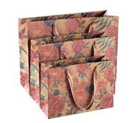 Vintage Rose Kraft Paper Gift Bags - Small/Medium/Large Present Bags for Birthday, Wedding, Baby, Women | Shoes, Clothes & Cosmetics Packaging 1 count(8pcs) (S-11×7.9×3.9 in)