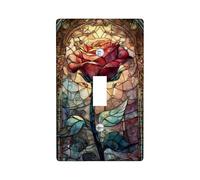 Vintage Rose Light Switch Cover Plate/Outlet Covers, Red Floral Design for Home Decor, Thermoplastic Wall Plates, Standard Size Single Toggle
