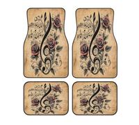 Vintage Rose Music Note Car Floor Mats Set of 4