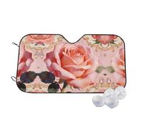 Vintage Rose Print Foldable Car Windshield Sun Shade 140x76cm