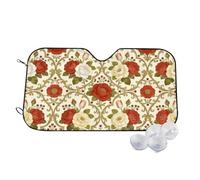 Vintage Rose & Tulip Motif Print Foldable Car Windshield Sun Shade 140x76cm