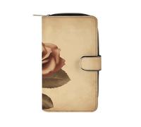 Vintage Rose Wallet Multifunctional Leather Wallets for Men Compact Long Wallet Credit Card Holder Passport Bag